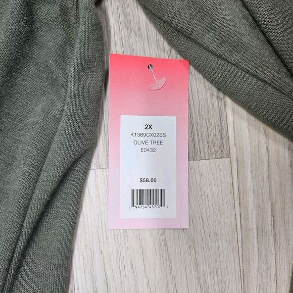 SIMPLY SCARLETT Womens Green Open Front Lightweight Longsleeve Cardigan Sweater - Picture 3 of 7